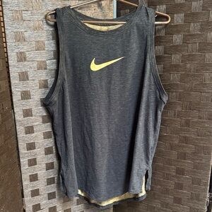 Nike Women's Charcoal Tank Top with Yellow Logo